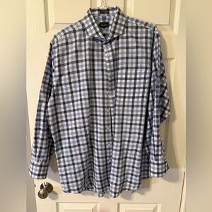 Neiman Marcus Long Sleeve Shirt, Navy Blue/Light Blue/White, 17.5x34/35, EUC